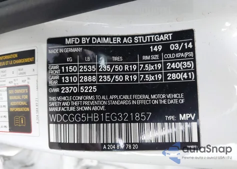 2014 Mercedes-Benz Glk 350 from USA, damaged, VIN WDCGG5HB1EG321857